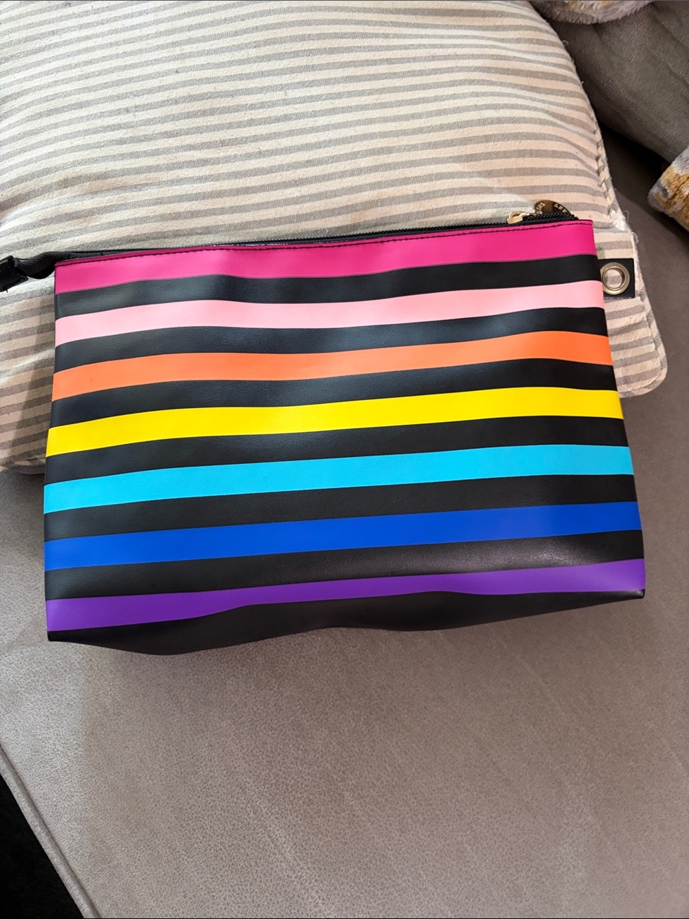 Victoria's Secret Black Cosmetic Pouch with Rainbow Lettering - Picture 2 of 10